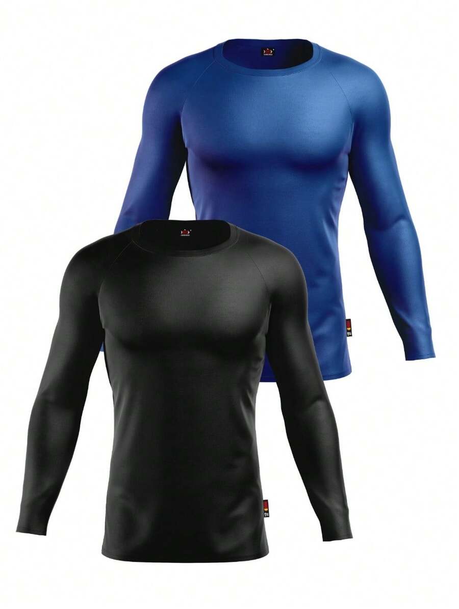 Kit 2 Camisas Camiseta Dryfit Segunda Pele Com Proteção Uv50+ - Azul Marinho - Visão 1