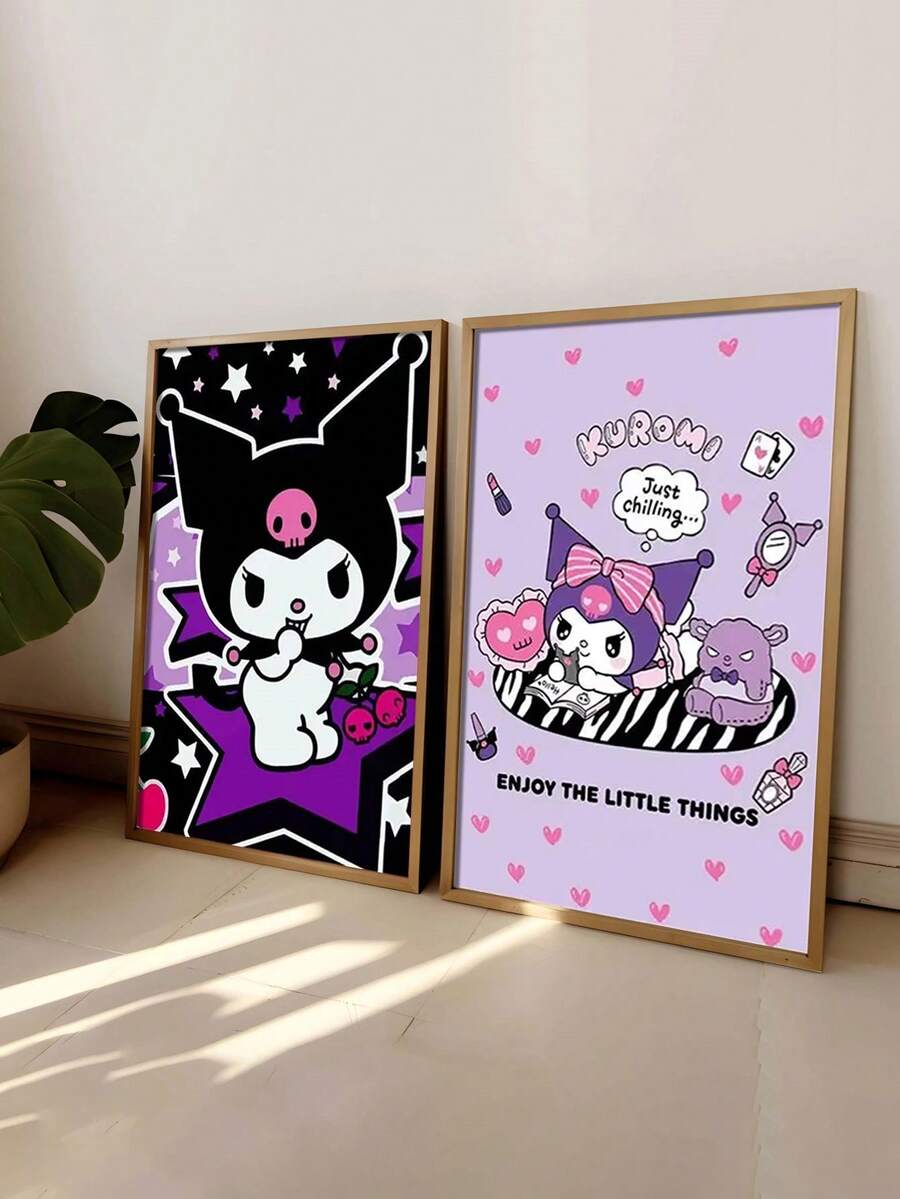 1张无框库洛米（Sanrio出品）海报，艺术品，家居装饰，易于悬挂，适合客厅、办公室和家居装饰，具有艺术价值，是房间装饰的完美选择。 - 彩色 - 查看 1