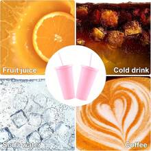 30/15 Pack Reusable Large Plastic Cups With Straw Lids, 24oz Portable Straw Cups, Large Capacity Beverage Cups Suitable Gatherings, Families, Schools, Offices, Camping, Outdoor Use,, Halloween, Valentine's Day, Thanksgiving, Graduation Season, Birthday, Housewarming Gifts - Pink - View 6