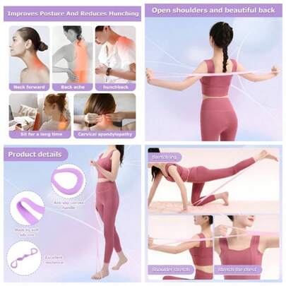 3pc Figure 8 Resistance Band, Arm Back Shoulder Exercise Bands, Elastic Rope Stretch Fitness Band, 8 Shaped Stretch Band Chest Expander, Yoga Gym Fitness Pulling Rope