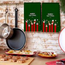 2/4 peças, Festa de Natal, Natal Feliz, Pano de Cozinha Superabsorvente, Secagem Rápida, Toalha de Poliéster Estampada com Elemento de Raposa de Natal, Pano de Limpeza de Cozinha, Pano, Utensílios de Cozinha. Presente de Natal!