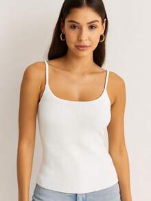 Kit 3 Women's Suplex Ribbed Tank Top With Thin Straps, Ribbed Blouse, Summer Stylish, Fashion Blogger Colors, Summer - 黑色/白色/粉紅色 - 查看 4