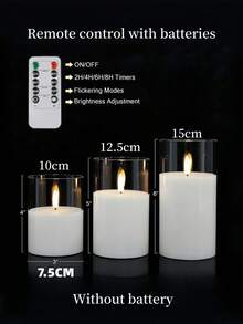 Set Of 3 Flameless LED Candles, Suitable For Christmas Decor. They Can Be Used As Home Desk Decorations Or For Birthday Party Lighting. The Perfect Gift For Family And Friends! (Remote Control Included) - White - View 2