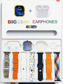 S9 Ultra 10-In-1 Smartwatch Bundle - Bluetooth Calling, Fitness Tracker And Sports Band With Wireless Earphones + 7 Interchangeable Straps - Compatible With IOS And Android - Perfect Gift For Christmas, New Year, Valentine's Day, Father's And Mother's Day, Birthdays And Holidays - Nhiều màu - Xem 8