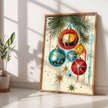 1 pieza Arte de lienzo vintage navideño con estilo elegante - Decoración de pared moderna sin marco, adecuado para decoración del hogar, decoración de habitación, decoración de dormitorio, decoración de sala de estar, decoración de baño, decoración de pared, decoraciones navideñas para el hogar, opcional con marco de pared - Multicolor - Ver 2