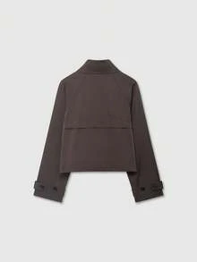 Classic Long Sleeve Cropped Trench Coat, Dad Style