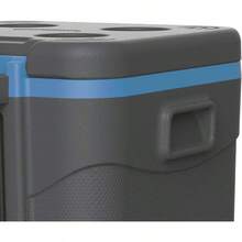 Trolley Ice Box Cooler On Wheels High Performance Cool Box With PU Insulation Side Handles With Secure Lid Locking And Cup Holders On Lid Anthracite And Blue - GreyBlue - View 10
