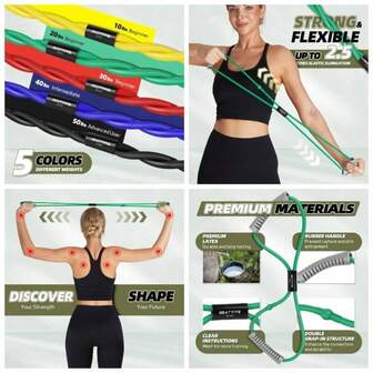 Resistance Band Figure 8 Exercise Cord, Fitness Resistance Bands With Handles, Exercise Tube Band Arm And Shoulder Stretch