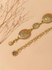 Versatile Metal Waist Belt/Chain, Oval Shape, Suitable For Jeans, Suits, Dresses, Fashion Bohemian Zinc Alloy Women's Belt, Suitable For Spring, Summer, Autumn, Winter