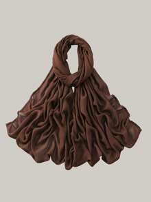 1 pieza Hiyab de viscosa modal sólido, pañuelo ligero y transpirable de moda, con acabado de puntada doble, artesanía refinada, pañuelo para mujer, adecuado para todas las estaciones