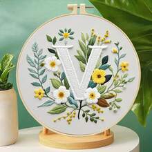 26 Alphabet Floral Cross Stitch Kit - DIY Materials (Including Embroidery Frame, Needles, Threads, Printed Fabric) With Instructions, 11CT Grid 29*29cm Decorative Painting, Home Gift, Beginner Embroidery - Multicolor - View 34