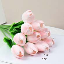 3pcs Artificial Tulip Flowers Decor, Home Decoration Accessories, Living Room & Bedroom Fake Flowers - Baby Pink - View 16