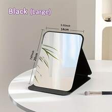 Medium Or Large Portable Makeup Mirror - Travel-Friendly Standing/Hanging Foldable Design, No Power Required, Suitable Home, Salon, Office, Dormitory - Elegant Black Frame Compact Makeup Mirror, Portable Desktop Accessory, Fashionable Smooth Craftsmanship, Essential Beauty Enthusiasts