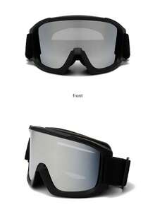 نظارات ثلج للبالغين مزدوجة الطبقة مضادة للضباب مع علبة ملونة، نظارات ثلج أسطوانية واسعة الزاوية عالية الوضوح للتزلج، مضادة للعمى الثلجي، لون أحادي