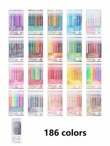 Bolígrafos de dibujo de mano Languo de 204 colores, 0.6mm, marcadores de alta calidad, marcadores de escritura y pintura a mano apilables de colores, cobertura fuerte, flujo de tinta uniforme, adecuados para regalos diarios
