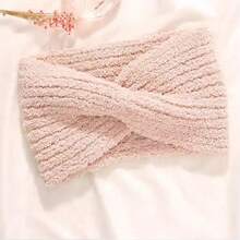 1pc Super Soft Solid Color Plush Criss-Cross Headband For Women, Daily Makeup Washing Hairstyle Accessory, Outdoor Sports Warm Non-Sweating, Double-Sided Cloud-Like Fabric Design, Casual Fresh Sweet Style Hair Accessories Winter Scarf Warm Hair Bands Women Bandanas