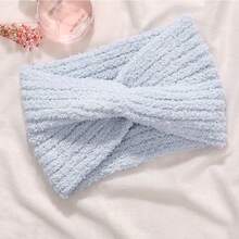 1pc Super Soft Solid Color Plush Criss-Cross Headband For Women, Daily Makeup Washing Hairstyle Accessory, Outdoor Sports Warm Non-Sweating, Double-Sided Cloud-Like Fabric Design, Casual Fresh Sweet Style Hair Accessories Winter Scarf Warm Hair Bands Women Bandanas