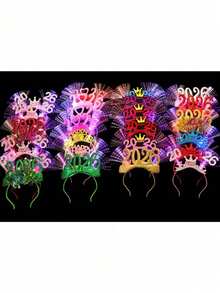 1 pieza Diadema decorativa de Año Nuevo, accesorio brillante para el cabello, Diadema de Feliz Año Nuevo 2026, diadema decorativa de Año Nuevo, accesorio brillante para el cabello, disponible en varios colores, adecuado para fiestas y carnavales - Multicolor - Ver 1