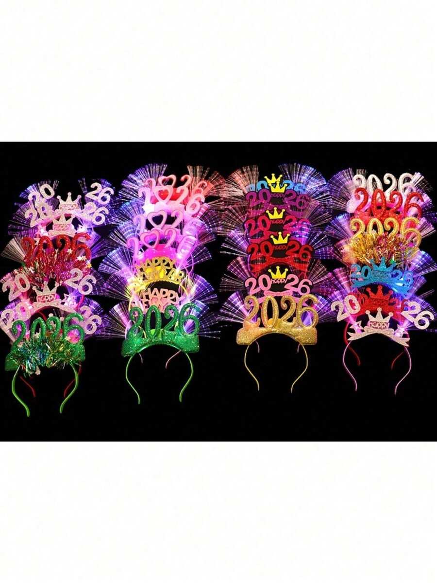1 pieza Diadema decorativa de Año Nuevo, accesorio brillante para el cabello, Diadema de Feliz Año Nuevo 2026, diadema decorativa de Año Nuevo, accesorio brillante para el cabello, disponible en varios colores, adecuado para fiestas y carnavales - Multicolor - Ver 1