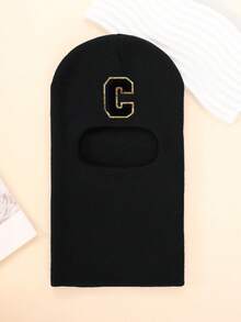 1 PC Baby Knitted Balaclava Hat With A - Z Letter Warm Full - Face Coverage For Winter - Black - View 19