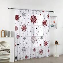 2 Rèm cửa mỏng họa tiết bông tuyết Giáng sinh - In kỹ thuật số 2D mờ đục, thiết kế kèm túi treo để trang trí phòng khách và phòng ngủ, trang trí nhà theo cảm hứng thiên nhiên, trang trí nhà nghệ thuật | - Rèm treo thanh treo, rèm cửa mỏng phòng khách - Nhiều màu - Xem 6