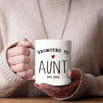 Anuncio de embarazo para tía - Ascendida a tía 2026 Taza de 11 onzas, Regalos para nuevas tías, Regalos de revelación de bebé para hermanas y amigas, Navidad, Regalo de anuncio de bebé, Ideal para cumpleaños y baby showers, Taza conmemorativa única