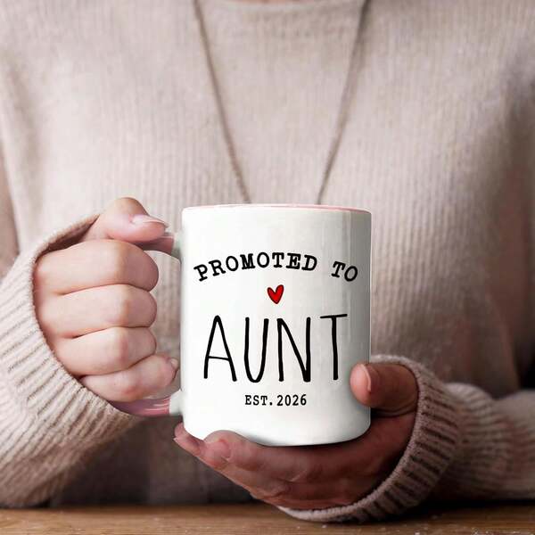 Pregnancy Announcement For Aunt - Promoted To Aunt 2026 Mug 11oz, New Auntie Gifts, Baby Reveal Gifts For Sisters Friends, Christmas, Baby Announcement Gift, Ideal For Birthdays & Baby Showers, Unique Keepsake Mug