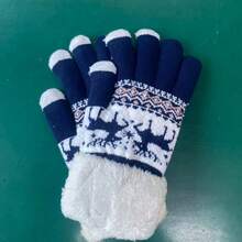 Guantes de invierno para mujer con pantalla táctil - Diseño de copos de nieve y forro polar, ajuste elástico para ciclismo, uso casual al aire libre y Navidad, equipo resistente al frío