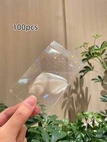 50/100pcs Transparent Holographic Iridescent Jewelry Bags, Jewelry Protection Bags Heart Gradient Transparent OPP Bags, Shiny Card Film, Colorful Photochromic Photo Card Protector - Multicolor - View 22