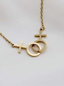 Mặt dây chuyền hình biểu tượng sao Kim bằng thép không gỉ, trang sức dành cho nữ, phụ kiện Girlslove LES Sisters. - Vòng cổ - Xem 4
