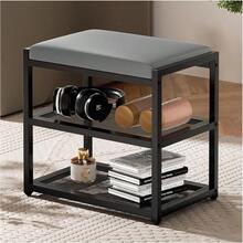 Small Ottoman With Storage Vanity Stool Chair Faux Fur Foot Stool Ottoman Square Makeup Stool For Small Spaces Living Room Bedroom Bathroom Entryway Black