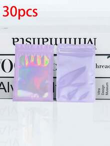 100/50/30/10pcs Resealable Bags, Clear Window Food Storage Bags, Candy Bags, Fudge Bags, Aluminum Foil Bags, Party Favor Packaging Bags, Holographic Resealable Bags Zipper Food Storage Aluminum Foil Mylar Scent Bags Plastic Flat Packaging Bags For Party Favors Food Candy Jewelry Lip Gloss, Available In Various Sizes And Colors - 開窗鐳射袋 - 查看 37