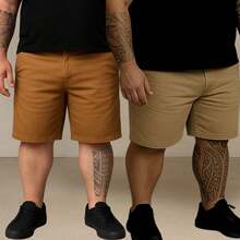 EVOLUTION PLAY Kit 2 Bermuda Shorts Twill Men's Plus Size 48 Or 58 Extra Large - Ocher-khaki - View 1