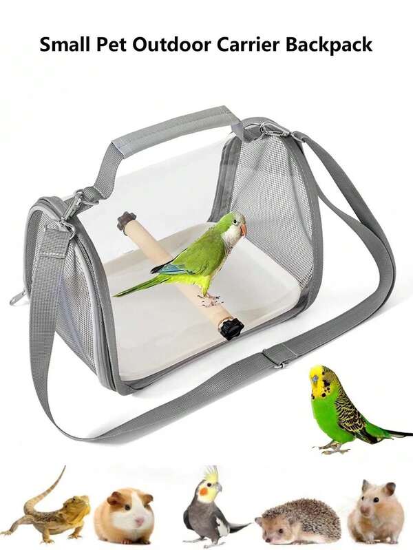 Small Pet Travel Carrier Backpack With Standing Perch Lightweight Pet Bag Bird Travel Cage For Various Parrots Pigeons Hamster Lizards And Other Small Pets Bird Backpack Carrier Transparent Backpack For Medical Visits And Outdoor Adventures