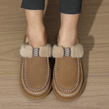 Cómodas zapatillas de estar por casa con diseño de diamantes, con ribete de piel sintética, unisex para oficina y uso en el hogar, para invierno