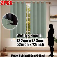 2 件装极简主义鼠尾草绿色遮光窗帘，黑色遮光涂层，100% 遮光，隔音，隔热，隐私保护，索环顶部，轻质涤纶面料，可水洗，适用于卧室、客厅、办公室、户外遮阳，100gsm - 薄荷綠 - 查看 18