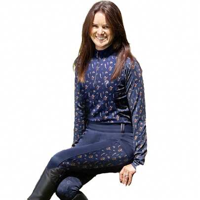 Hy Girls Elevate Country Horse Riding Tights (Navy) - 93% Micro Polyester/7% Elastane - (BZ5994)