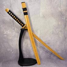 100厘米39英寸木制武士刀模型日本Laido竹剑黑刃中世纪军刀动漫角色扮演配件道具原装武士刀真实尺寸日本武士刀模型礼物 - 電纜 - 查看 2