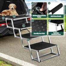 Extra Wide Dog Ramps For Cars 48.2cm Wide NonSlip Surface Portable Aluminium Folding Pet Ramp Supports Up To 100KG - Black - View 3