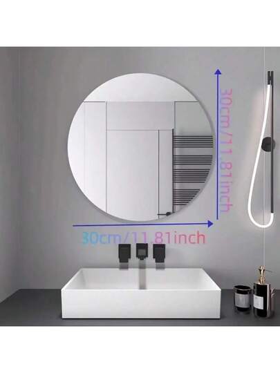 Acrylic Round Wand Spiegel Frameless Plastic Mirror, Easy Self Adhesive Installation Moderne Aesthetic Home Living Room No Drilling Required Non Electric Makeup view 2