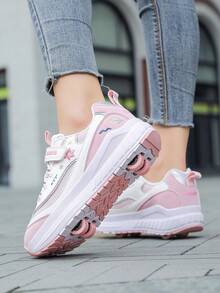 儿童轮滑鞋，四轮轮滑鞋，网面透气，四季皆宜 - 粉色 - 查看 6