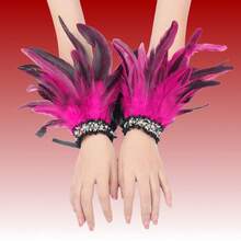 2pcs Halloween Performance Ball Feather Wristbands, Wrist Accessories, Role-Playing Costume Props, Suitable For Party And Party Dressing Props, Perfect Gifts For Friends During Holidays - Green - View 15
