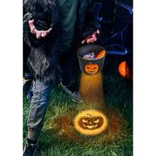 Fiestas Guirca Halloween Pumpkin Bucket With Light At The Base For Spooky And Festive Themed Decoration, Pumpkin Container With Black Shell For Children's Parties, Costumes, And Halloween Decorations Indoors And Outdoors - Multicolor - View 3