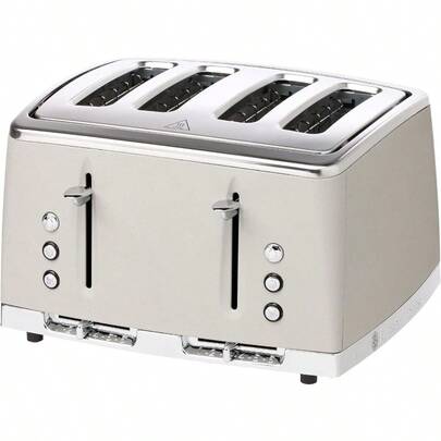 Stone Textured 4 Slice Toaster RHT64STN 6 Intensity Settings Defrost And Reheat Functions Lift And Look Neutral Stone