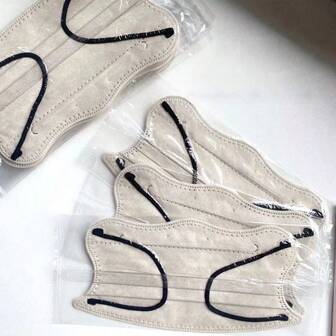 50pcs V-Shaped Minimalist Solid Color Butterfly Breathable Thin Face Masks, Individually Packaged