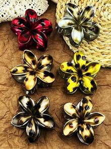 1 pieza/3 piezas/6 piezas Pinza para el cabello de plástico ABS con estampado floral bohemio, accesorios lindos para el cabello para la playa, viajes, fiestas, vacaciones y vuelta al colegio