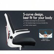ALFORDSON Ergonomic Office Chair Mesh For Home Office MidBack Student Computer Study Desk Chair With Adjustable FlipUp Arm And Lumbar Port Gaming Racing Task Chair Keldon White Black