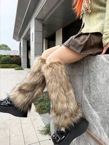 Calentadores de piernas de piel suave para mujer - Cubrecalzas de bota de invierno suaves y esponjosos, perfectos para disfraces de Halloween y Papá Noel - Multicolor - Ver 12