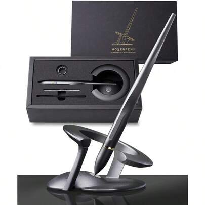 Hoverpen Interstellar Edition Futuristic Luxury Pen Made With Aerospace Alloys Unique Aesthetic Free Spinning Unique Gifts For Men And Women Space Black 18KGold Plated