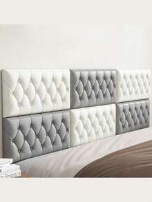6 Pcs/10 Pcs 35cm*70cm 3D Embossed Foam Wallpaper With Imitation Leather Grain, Soft And Textured, Self-Adhesive Foam Wall Sticker, Reusable And Cuttable, Bedroom Decorative Background, Soundproof And Thickened Wall Covering, Bedside Soft Package, Waterproof, Moisture-Proof, Dust-Proof And Collision-Proof Sticker - Multicolor - View 2